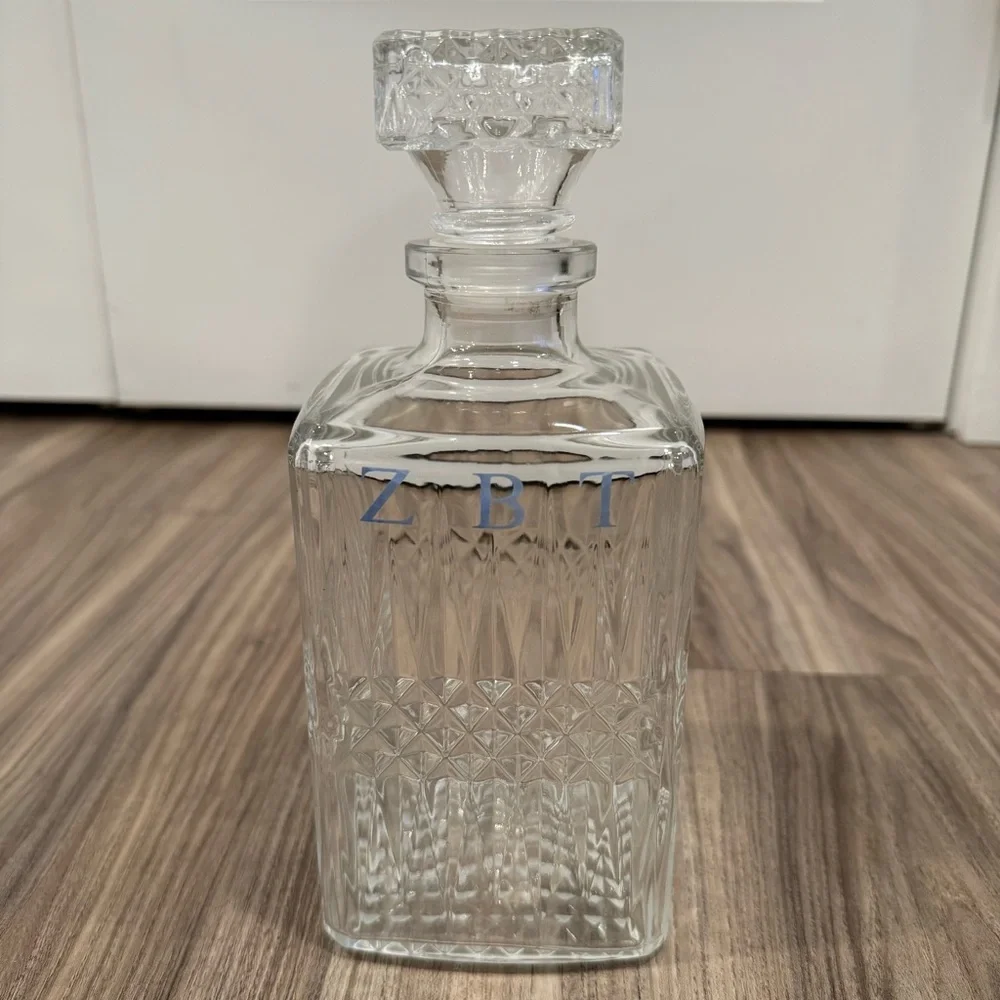 Crystal Decanter - Clear with ZBT Letters